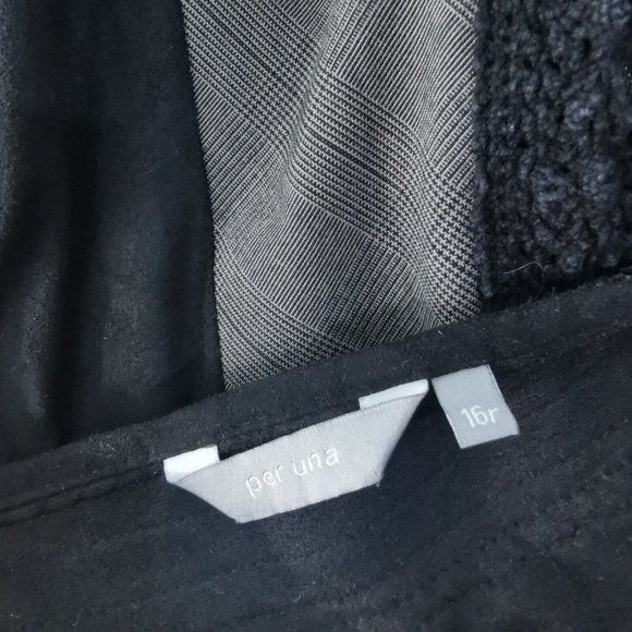 PER UNA M&S Long Flared Panelled Heavy Skirt Black Grey Lace Trim UK 16 Boho - Picture 6 of 7